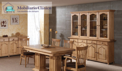 Aparador con vitrina fabricado en madera de Pino Ref MCJI10080