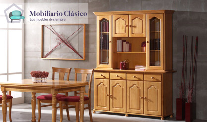 Aparador con librería fabricado en madera de Pino Ref MCJI10082