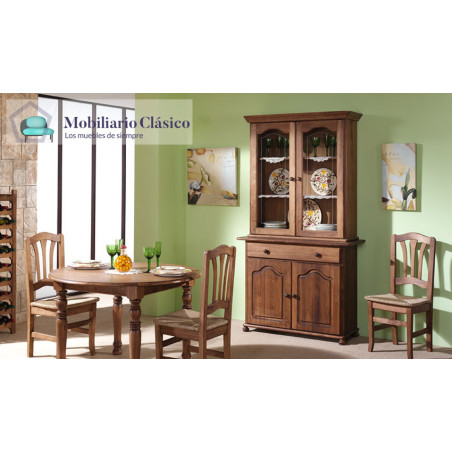 Aparador con vitrina fabricado en madera de Pino Ref MCJI10084